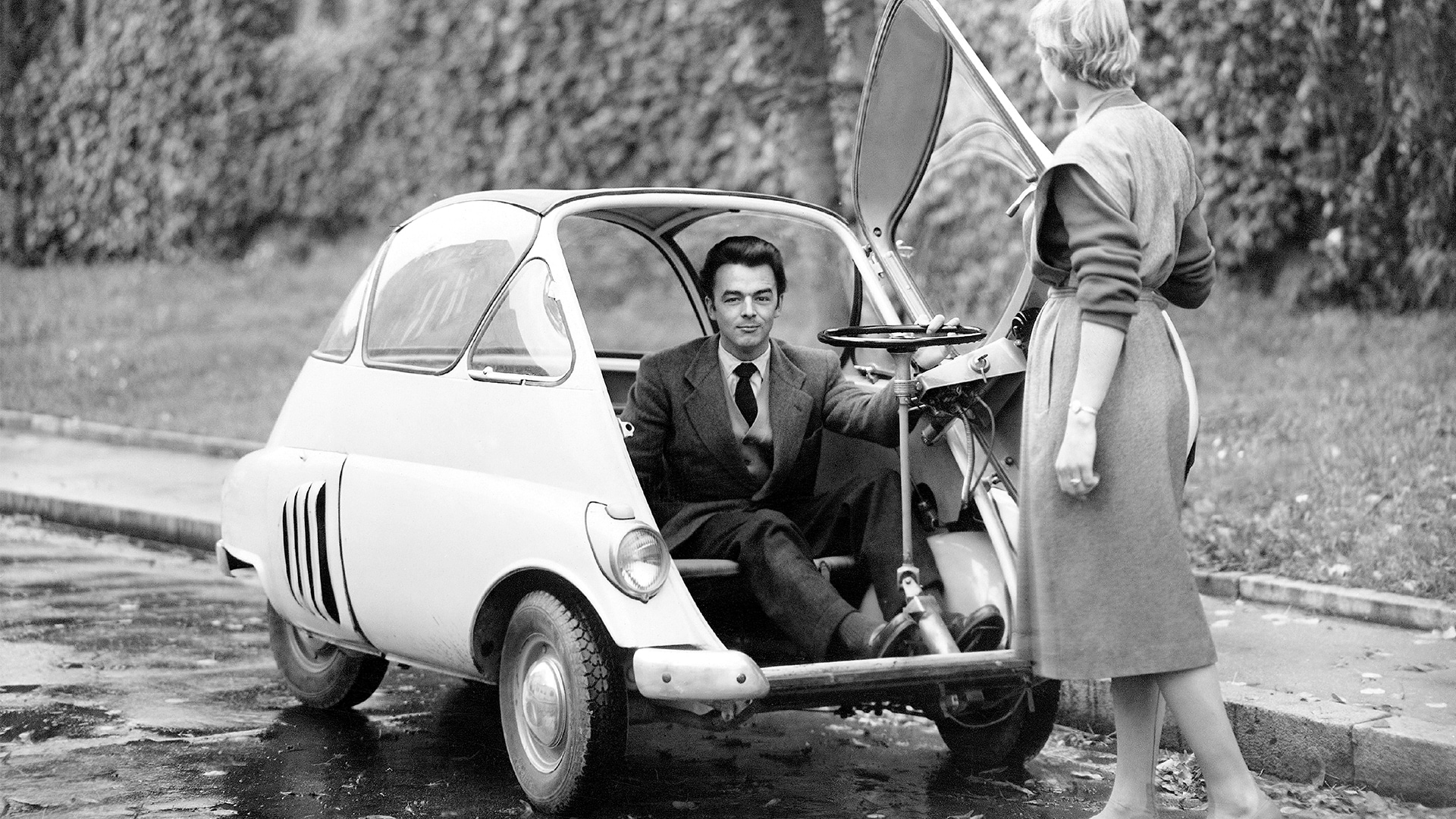 In 1955, BMW got the license to produce the Isetta car from an Italian motorcycle company.