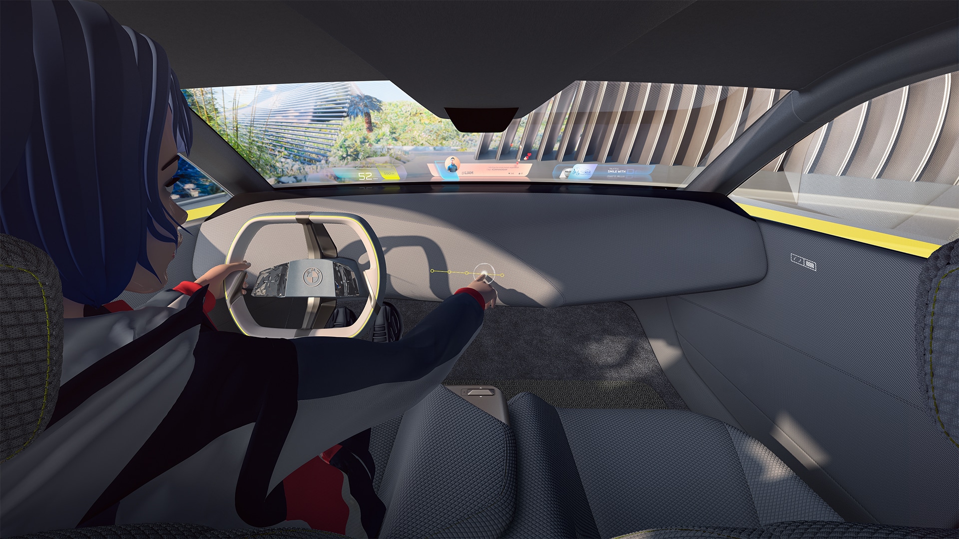 The BMW Reality Slider in action: Dee allows you to jumpt through four different layers of reality, from ours to the fully immersive Virtual World experience.